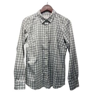 Orvis Women's Medium Gray Plaid Button Up Long Sleeve Shirt